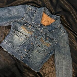 Padded collared denim jacket
